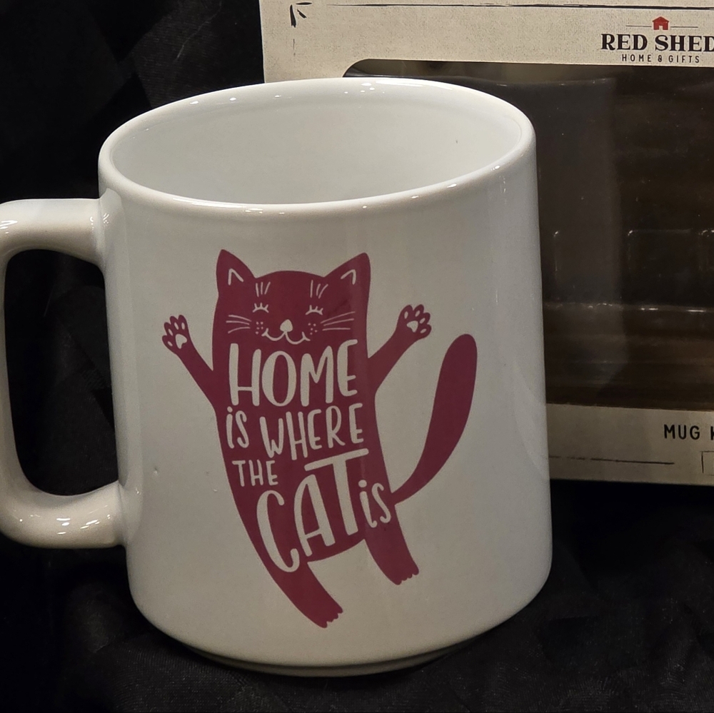 Home Is Where The Cat Is Mug & Keychain Set By Red Shed